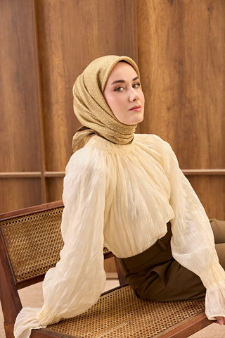Twill İpek Mono Eşarp Yeşil Bej 90x90 - Twill İpek Eşarp - | Silk Home