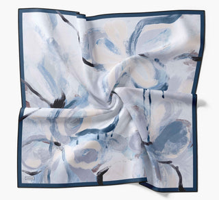 Twill İpek Petal Eşarp Gece Mavisi 90x90 - Twill İpek Eşarp - | Silk Home