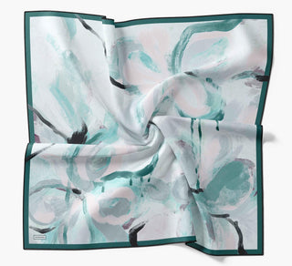 Twill İpek Petal Eşarp Orman Yeşili 90x90 - Twill İpek Eşarp - | Silk Home