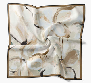 Twill İpek Petal Eşarp Yağ Yeşili 90x90 - Twill İpek Eşarp - | Silk Home
