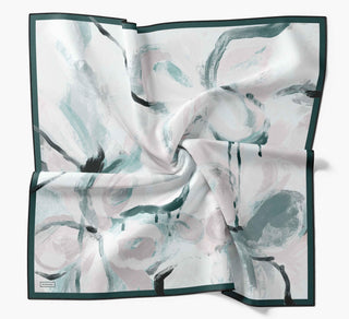 Twill İpek Petal Eşarp Zümrüt 90x90 - Twill İpek Eşarp - | Silk Home