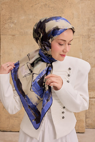 Twill İpek Signature Açık Bej 90x90 - Twill İpek Eşarp - | Silk Home