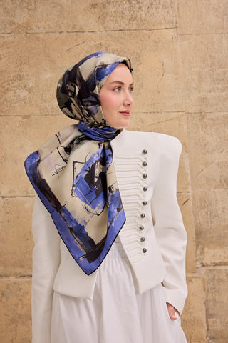 Twill İpek Signature Açık Bej 90x90 - Twill İpek Eşarp - | Silk Home