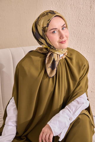 Twill İpek Signature Haki 90x90 - Twill İpek Eşarp - | Silk Home