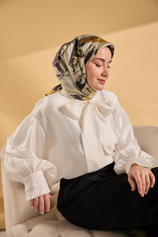 Twill İpek Signature Küf Yeşili 90x90 - Twill İpek Eşarp - | Silk Home