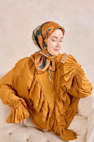 Twill İpek Signature Turuncu 90x90 - Twill İpek Eşarp - | Silk Home