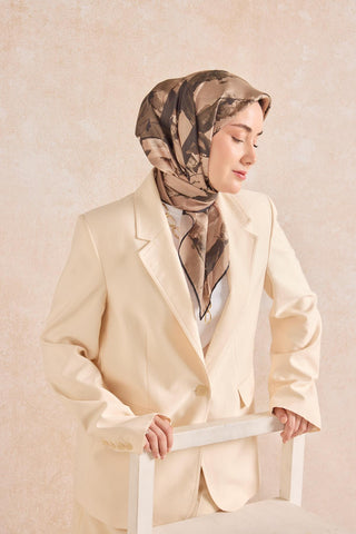 Twill İpek Signature Vizon 90x90 - Twill İpek Eşarp - | Silk Home