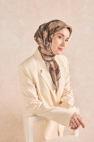Twill İpek Signature Vizon 90x90 - Twill İpek Eşarp - | Silk Home