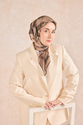 Twill İpek Signature Vizon 90x90 - Twill İpek Eşarp - | Silk Home