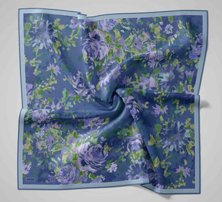 Twill İpek Watercolor Eşarp Koyu Mavi 90x90