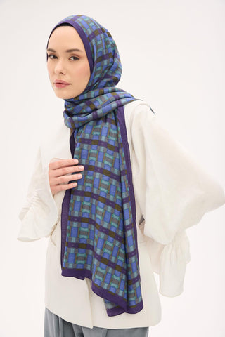 Urban Hours Blok Desen Ametist Mayda Şal 190x70 - Mayda Şal - | Silk Home
