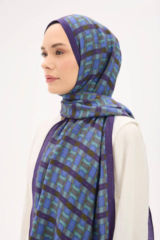 Urban Hours Blok Desen Ametist Mayda Şal 190x70 - Mayda Şal - | Silk Home