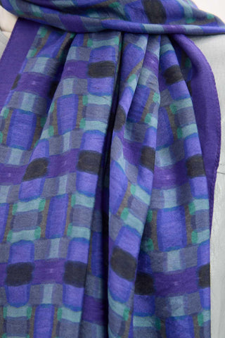 Urban Hours Blok Desen Canlı Mor Mayda Şal 190x70 - Mayda Şal - | Silk Home