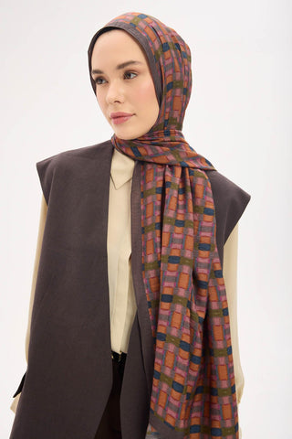 Urban Hours Blok Desen Koyu Antrasit Mayda Şal 190x70