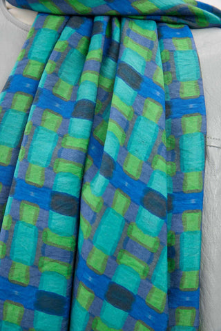 Urban Hours Blok Desen Koyu Mavi Mayda Şal 190x70 - Mayda Şal - | Silk Home