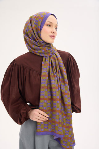 Urban Hours Blok Desen Morcivert Mayda Şal 190x70