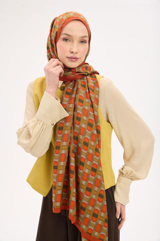 Urban Hours Blok Desen Pas Rengi Mayda Şal 190x70