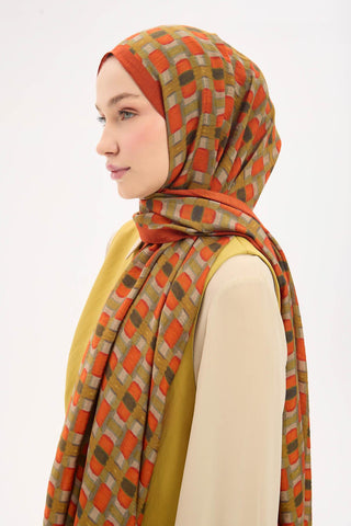 Urban Hours Blok Desen Pas Rengi Mayda Şal 190x70