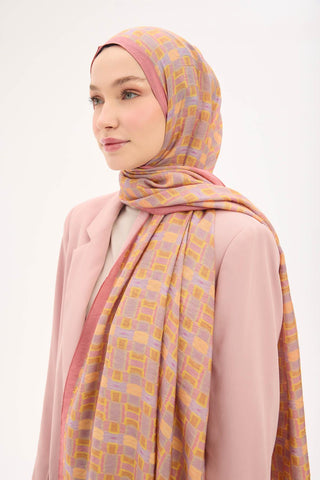 Urban Hours Blok Desen Tozpembe Mayda Şal 190x70