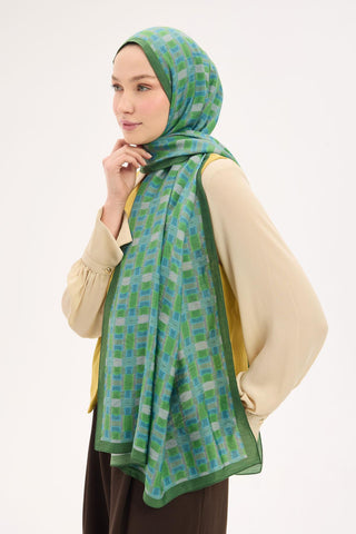 Urban Hours Blok Desen Yeşil Mayda Şal 190x70