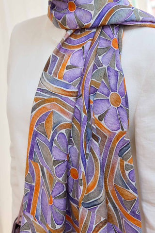Urban Hours Bohem Papatya Lavanta Mayda Şal - Mayda Şal - | Silk Home