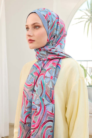 Urban Hours Bohem Papatya Mavi Lila Mayda Şal - Mayda Şal - | Silk Home
