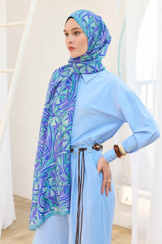 Urban Hours Bohem Papatya Turkuaz Mayda Şal - Mayda Şal - | Silk Home