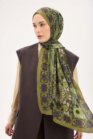 Urban Hours Floral Motif Desen Açık Yeşil Mayda Şa