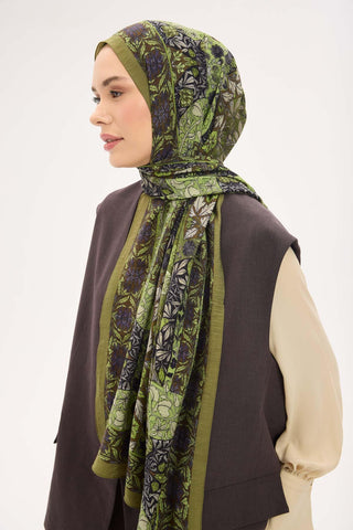 Urban Hours Floral Motif Desen Açık Yeşil Mayda Şa