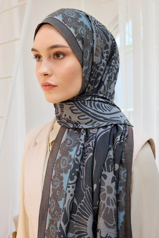 Urban Hours Flower Koyu Gri Mayda Şal - Mayda Şal - | Silk Home