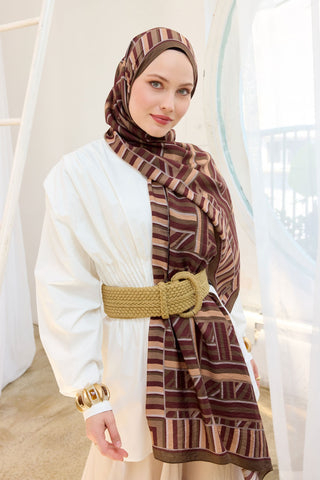 Urban Hours Lines Haki Mayda Şal - Mayda Şal - | Silk Home