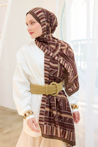 Urban Hours Lines Haki Mayda Şal - Mayda Şal - | Silk Home