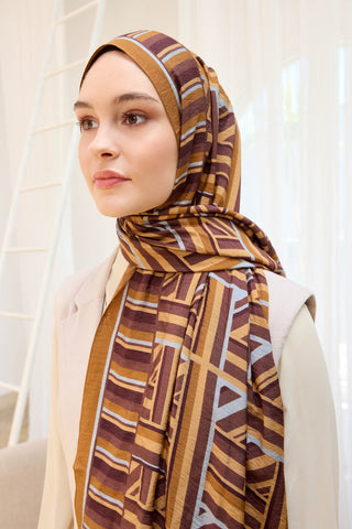 Urban Hours Lines Kahverengi Mayda Şal - Mayda Şal - | Silk Home