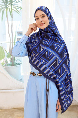 Urban Hours Lines Lacivert Mayda Şal - Mayda Şal - | Silk Home