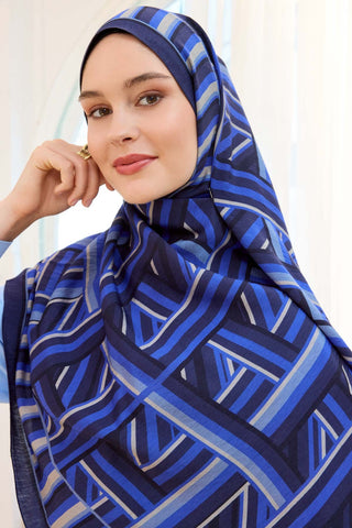 Urban Hours Lines Lacivert Mayda Şal - Mayda Şal - | Silk Home