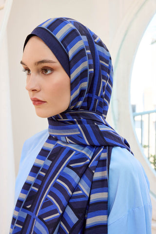 Urban Hours Lines Lacivert Mayda Şal - Mayda Şal - | Silk Home