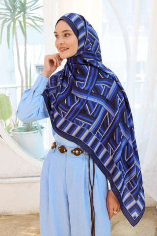 Urban Hours Lines Lacivert Mayda Şal - Mayda Şal - | Silk Home