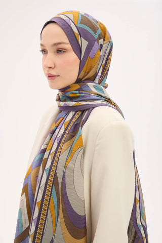 Urban Hours Lora Desen Mor Mayda Şal 190x70 - Mayda Şal - | Silk Home