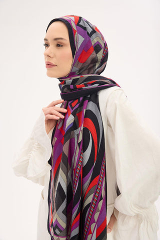 Urban Hours Lora Desen Siyah Mayda Şal 190x70