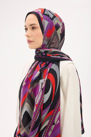 Urban Hours Lora Desen Siyah Mayda Şal 190x70 - Mayda Şal - | Silk Home