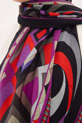 Urban Hours Lora Desen Siyah Mayda Şal 190x70 - Mayda Şal - | Silk Home