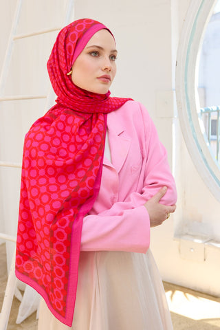 Urban Hours Marble Fuşya Mayda Şal - Mayda Şal - | Silk Home