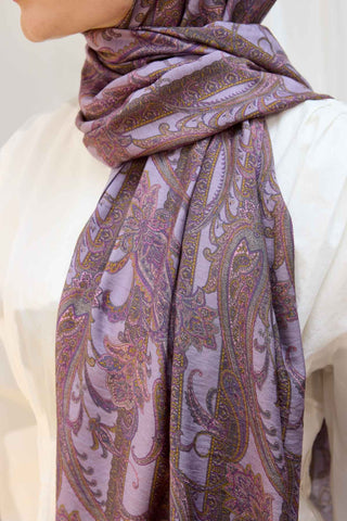 Urban Hours Şal Desen Lila Mayda Şal - Mayda Şal - | Silk Home