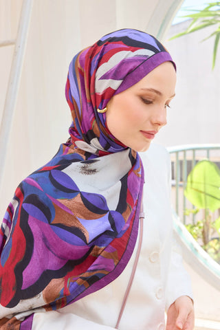 Urban Hours Watercolor Patlıcan Moru Mayda Şal - Mayda Şal - | Silk Home
