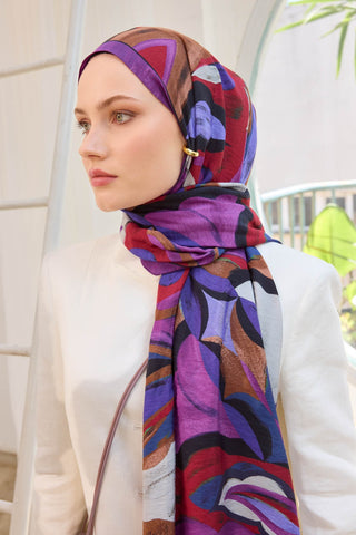 Urban Hours Watercolor Patlıcan Moru Mayda Şal - Mayda Şal - | Silk Home
