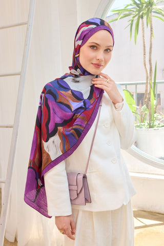 Urban Hours Watercolor Patlıcan Moru Mayda Şal - Mayda Şal - | Silk Home