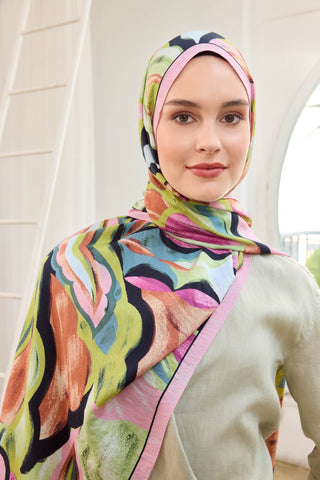 Urban Hours Watercolor Pembe Mayda Şal - Mayda Şal - | Silk Home