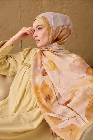 Polyester Velina Şal Bej-Taba Pudra Pembe Yeşil Sarı Desenli İpeksi Dokulu
                Hafif Yapılı 70X190