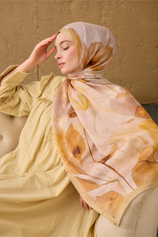Polyester Velina Şal Bej-Taba Pudra Pembe Yeşil Sarı Desenli İpeksi Dokulu
                Hafif Yapılı 70X190