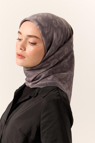 Viscose Blend Velora Scarf, Grey-Smoke Pattern, Soft Texture, and Firm Fit.
 90x90